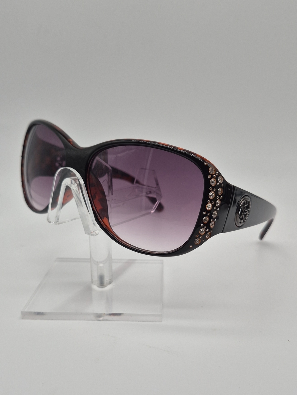 Pirahna Women's Sunglasses- Crystal Accents Purple Tinted Lenses